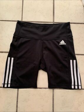 adidas Black Bike Shorts with White Side Stripes
